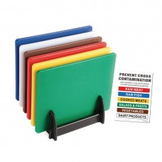 Hygiplas Standard Low Density Chopping Board Set with Rack
