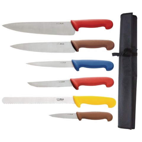 Hygiplas Colour Coded Chefs Knife Set with Wallet Hygiplas Colour Coded Chefs Knife Set with Wallet