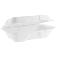 Vegware Takeaway Compostable Boxes 9 x 6in Large Bagasse Clamshell