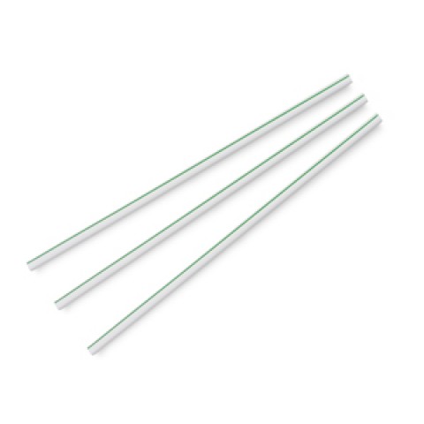 Vegware Compostable Standard Green Stripe White 5mm Ecovio Straw, 8.25