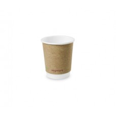 Vegware Compostable Double Wall Brown Kraft Takeaway Cup, 89-Series 12oz