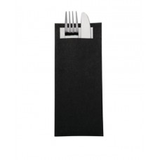Europochette Kraft Black Cutlery Pouch with White Napkin (Pack of 600)