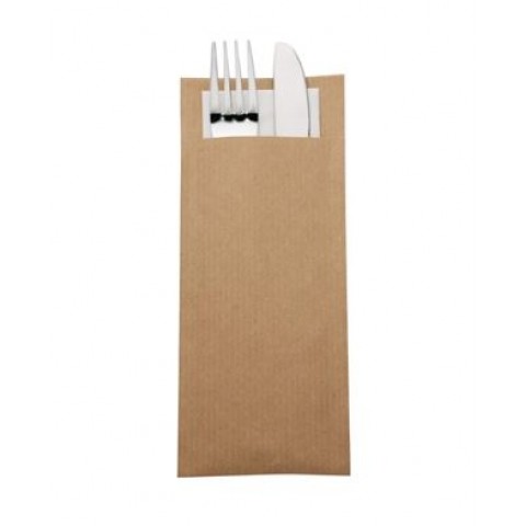 Europochette KraftBrown Cutlery Pouch with White Napkin (Pack of 600)