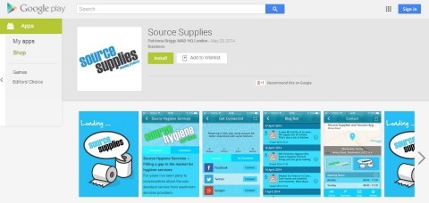Source Supplies App Screen Shot